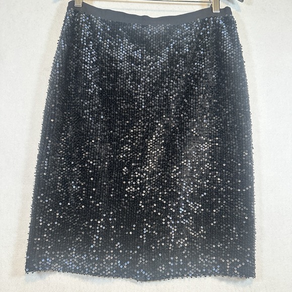 Ann Taylor Women's Pencil Short Skirt Black Sequin‎ Size 10 - Picture 1 of 7